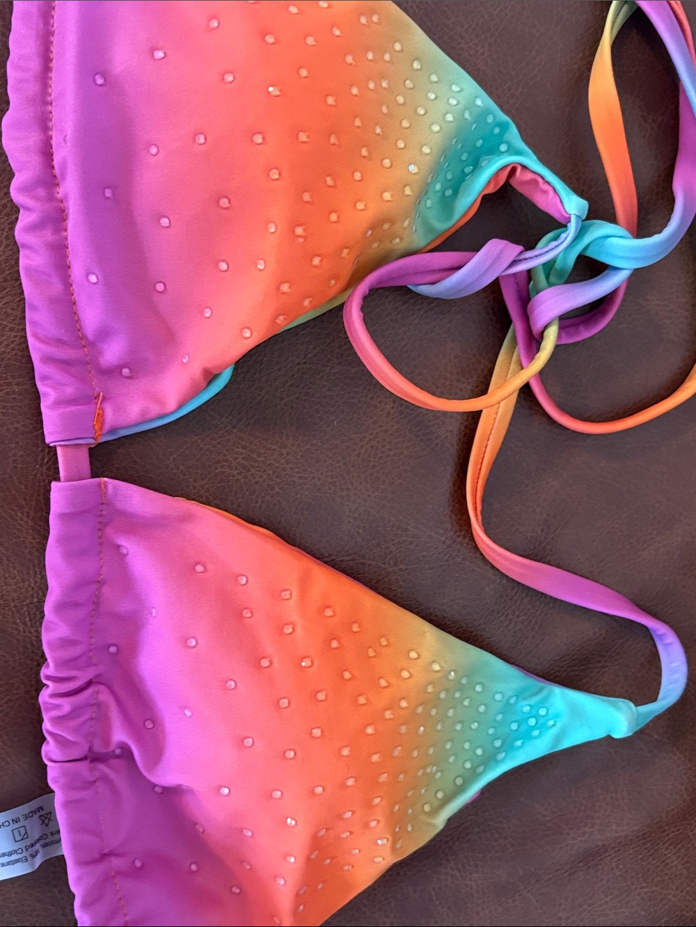 2pcs Colorful Halter Bikini Set 3D Rhinestones Small - Picture 7 of 9